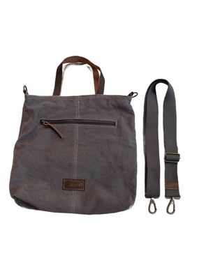 CARGO-IT ~ Brown Canvas and Leather Messenger Bag w/Crossbody Strap